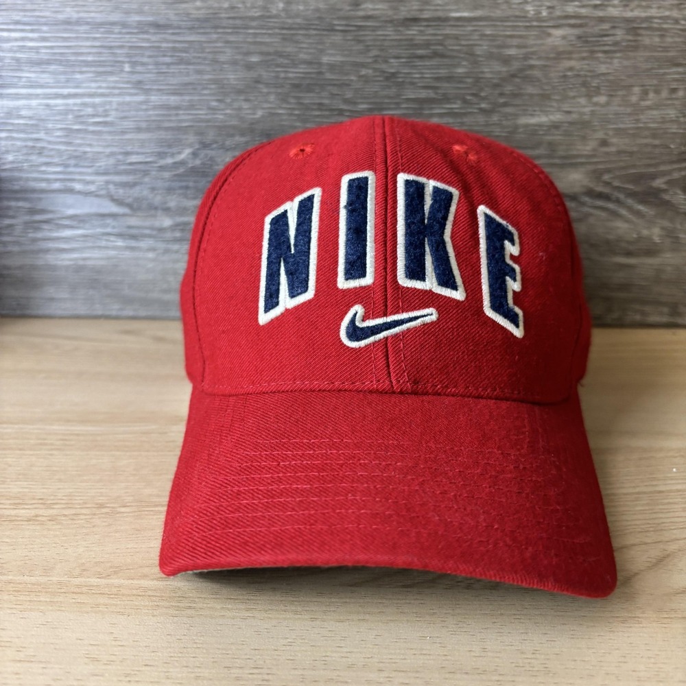 Nike Hat Cap Strap Back Red Embroidered Mens Athletic Sports Classic Swoosh